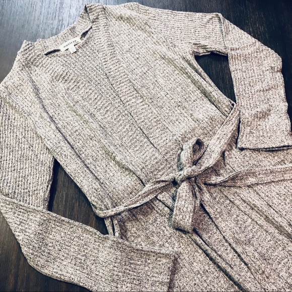 Long Ribbed Knit Tie Waist Cardigan - Picture 8 of 8